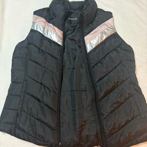 Bebe Puffer Vest - Black, silver and pink - L